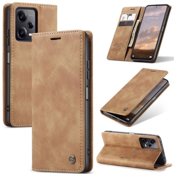 Чохол-книжка CaseMe Нубук для Poco X5 Pro 5G світло-коричневий