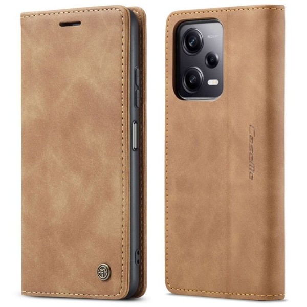 Чохол-книжка CaseMe Нубук для Poco X5 Pro 5G світло-коричневий