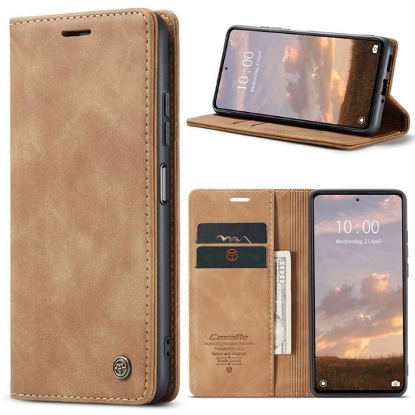 Чохол-книжка CaseMe Нубук для Poco X5 Pro 5G світло-коричневий