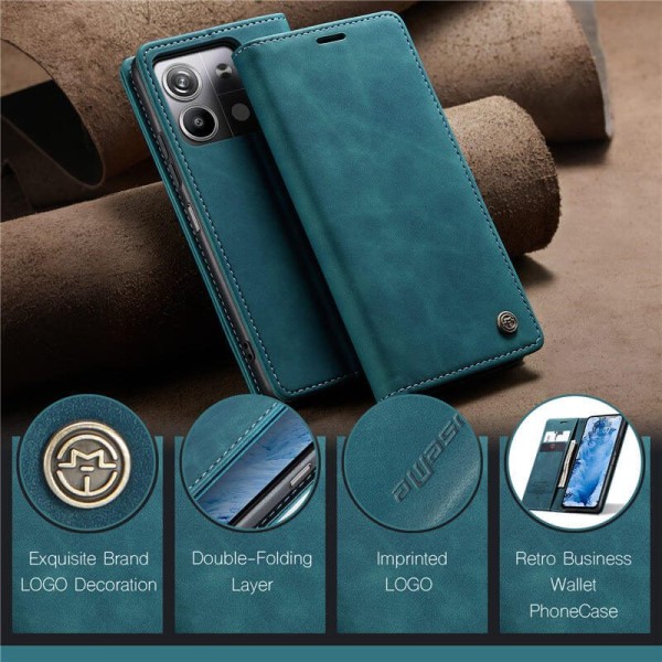 Чохол-книжка CaseMe Нубук для Poco X6 5G бірюзовий