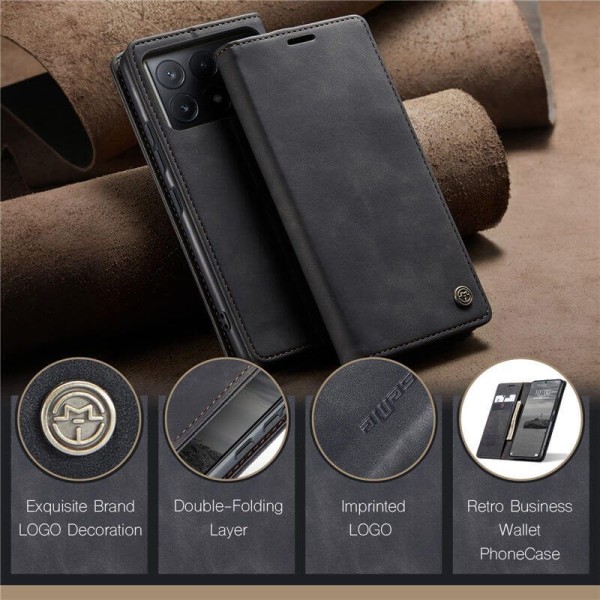 Чохол-книжка CaseMe Нубук для Poco X6 Pro 5G чорний