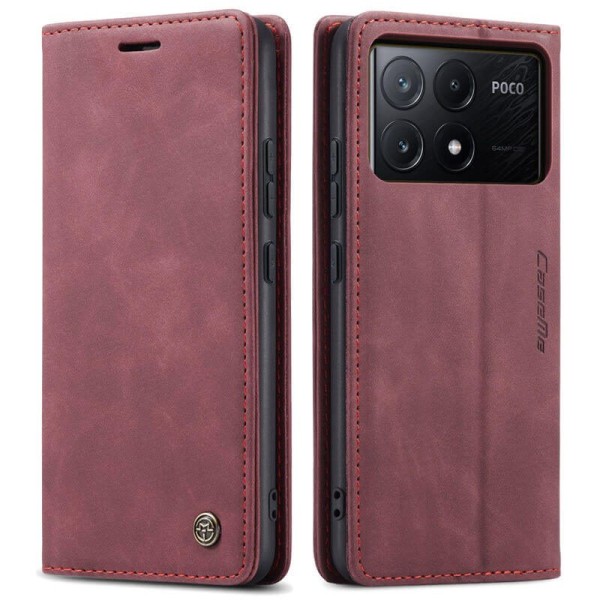 Чохол-книжка CaseMe Нубук для Poco X6 Pro 5G бордовий