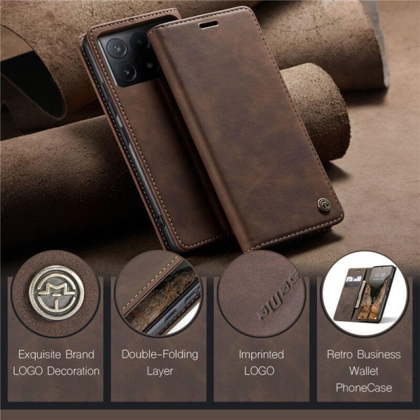 Чохол-книжка CaseMe Нубук для Poco X6 Pro 5G темно-коричневий
