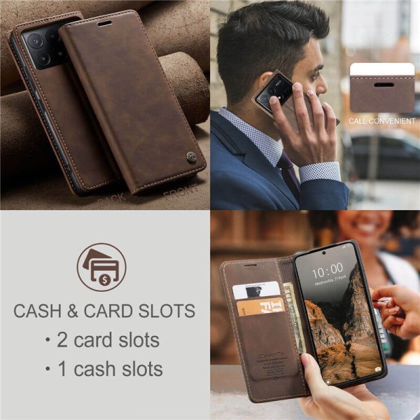 Чохол-книжка CaseMe Нубук для Poco X6 Pro 5G темно-коричневий