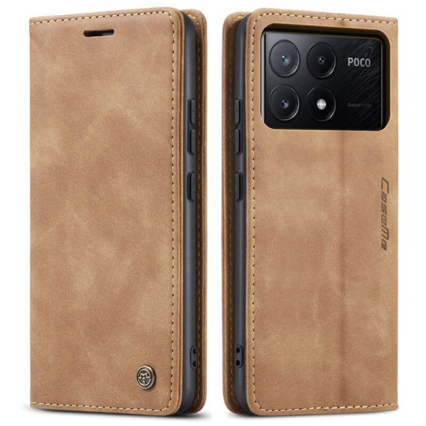 Чохол-книжка CaseMe Нубук для Poco X6 Pro 5G світло-коричневий