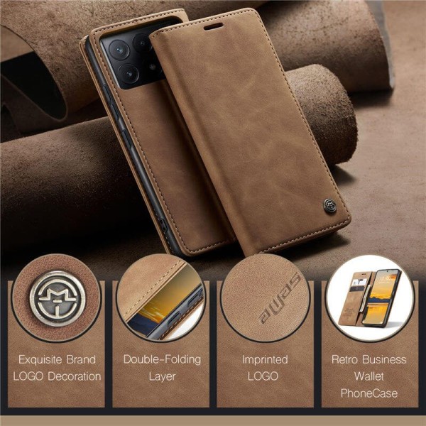 Чохол-книжка CaseMe Нубук для Poco X6 Pro 5G світло-коричневий