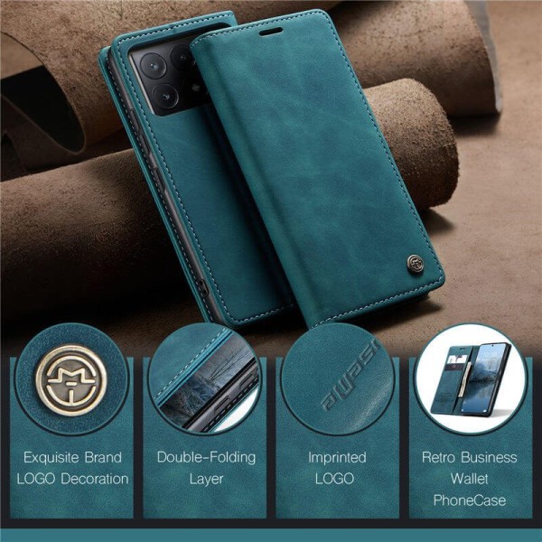 Чохол-книжка CaseMe Нубук для Poco X6 Pro 5G бірюзовий