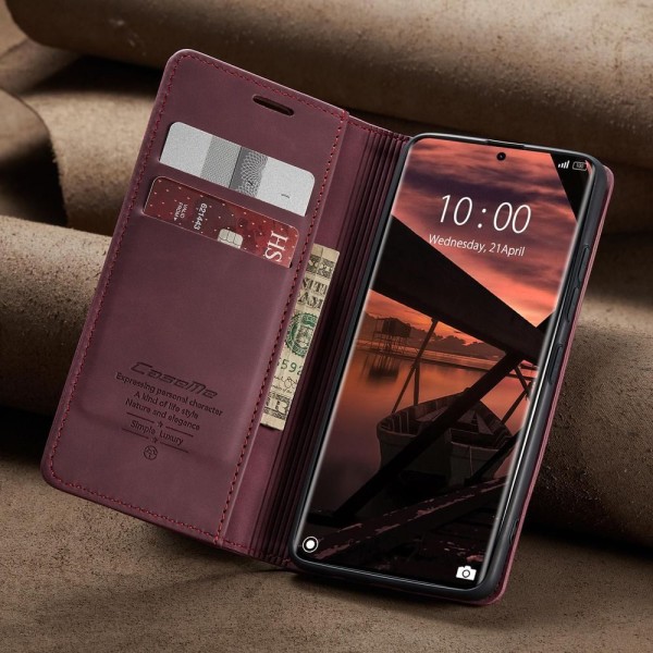 Чохол-книжка CaseMe Нубук для Poco X7 5G бордовий