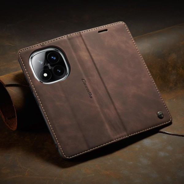 Чохол-книжка CaseMe Нубук для Poco X7 5G темно-коричневий