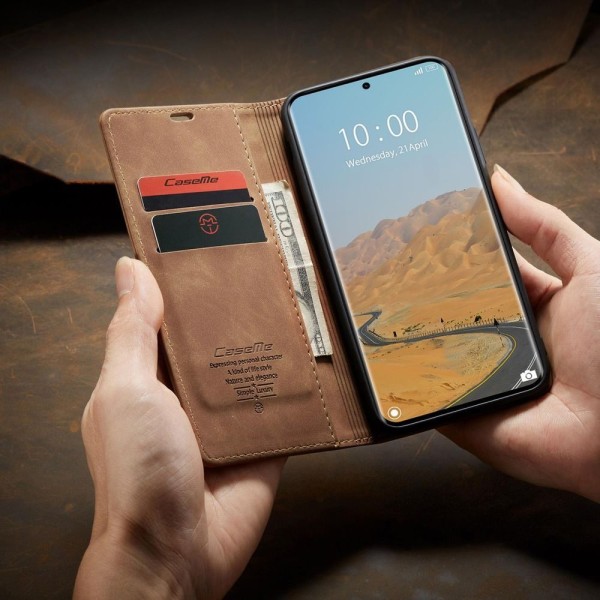 Чохол-книжка CaseMe Нубук для Poco X7 5G світло-коричневий