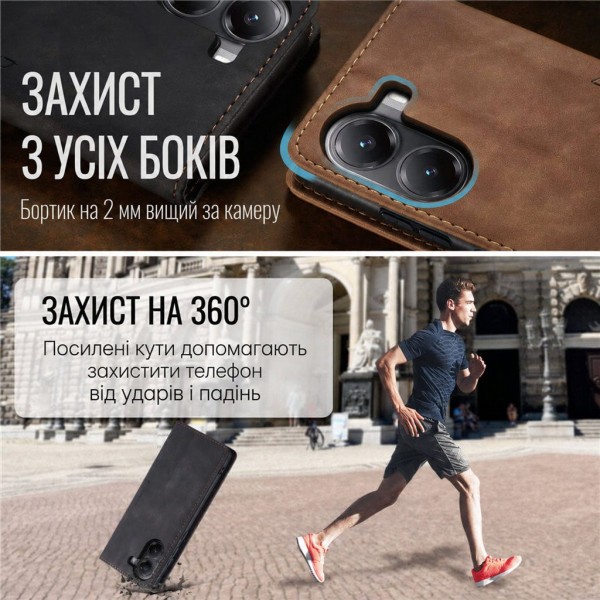 Чохол-книжка CaseMe Нубук для Poco X7 Pro 5G чорний