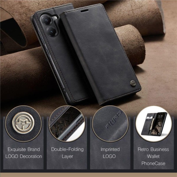 Чохол-книжка CaseMe Нубук для Poco X7 Pro 5G чорний