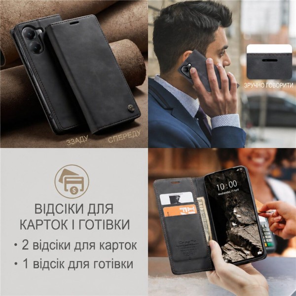 Чохол-книжка CaseMe Нубук для Poco X7 Pro 5G чорний
