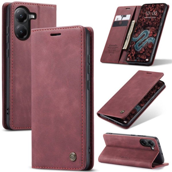 Чохол-книжка CaseMe Нубук для Poco X7 Pro 5G бордовий