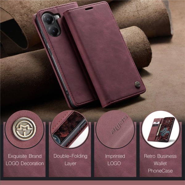 Чохол-книжка CaseMe Нубук для Poco X7 Pro 5G бордовий
