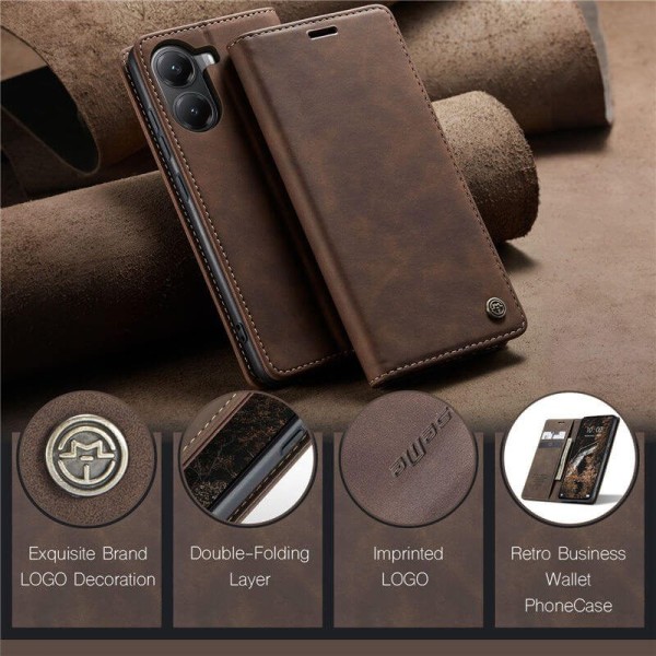 Чохол-книжка CaseMe Нубук для Poco X7 Pro 5G темно-коричневий