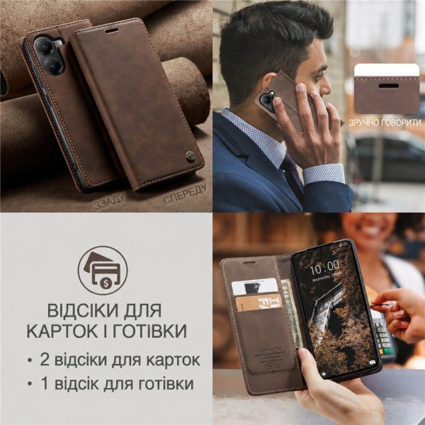 Чохол-книжка CaseMe Нубук для Poco X7 Pro 5G темно-коричневий