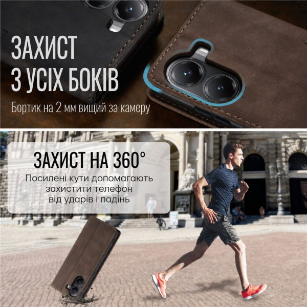 Чохол-книжка CaseMe Нубук для Poco X7 Pro 5G темно-коричневий