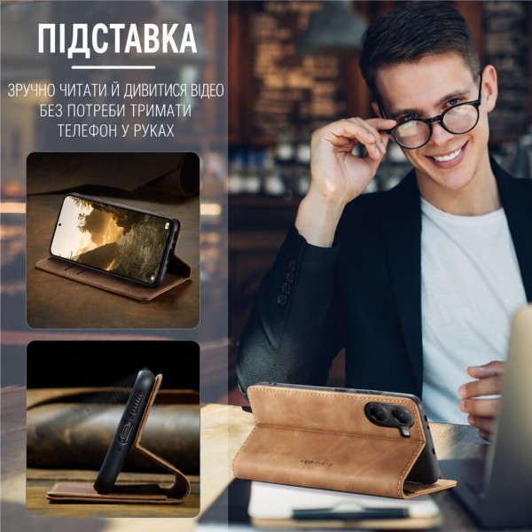 Чохол-книжка CaseMe Нубук для Poco X7 Pro 5G світло-коричневий