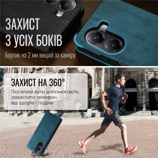 Чохол-книжка CaseMe Нубук для Poco X7 Pro 5G бірюзовий
