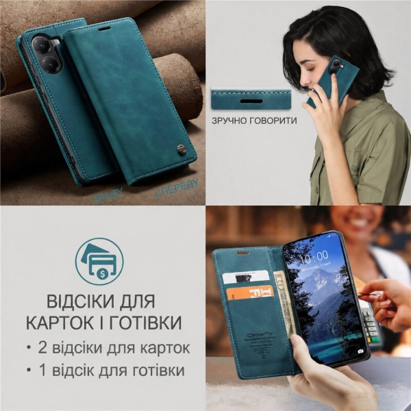 Чохол-книжка CaseMe Нубук для Poco X7 Pro 5G бірюзовий