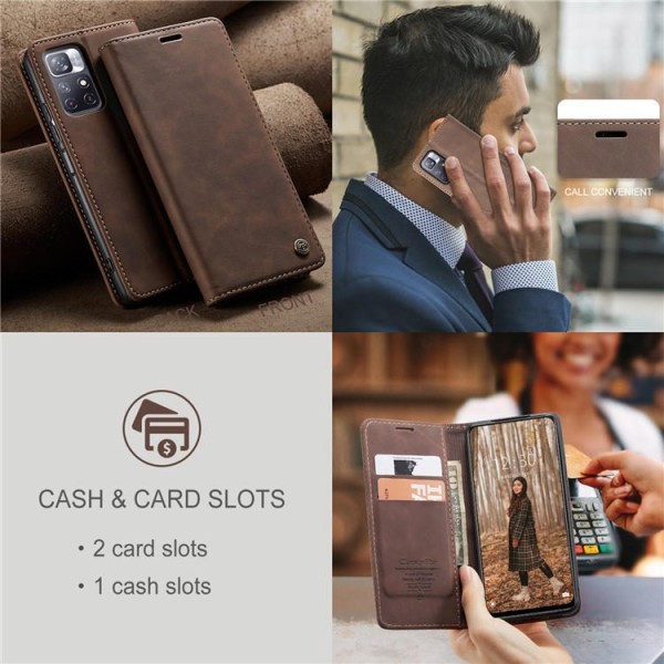 Чохол-книжка CaseMe Нубук для Xiaomi Redmi 10 темно-коричневий