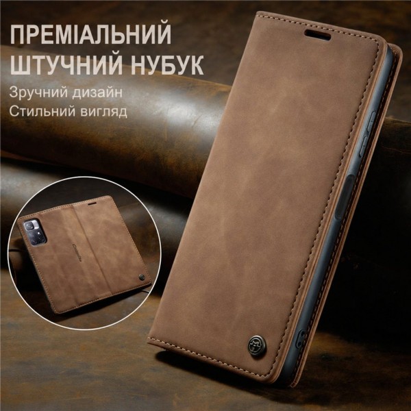 Чохол-книжка CaseMe Нубук для Xiaomi Redmi 10c світло-коричневий
