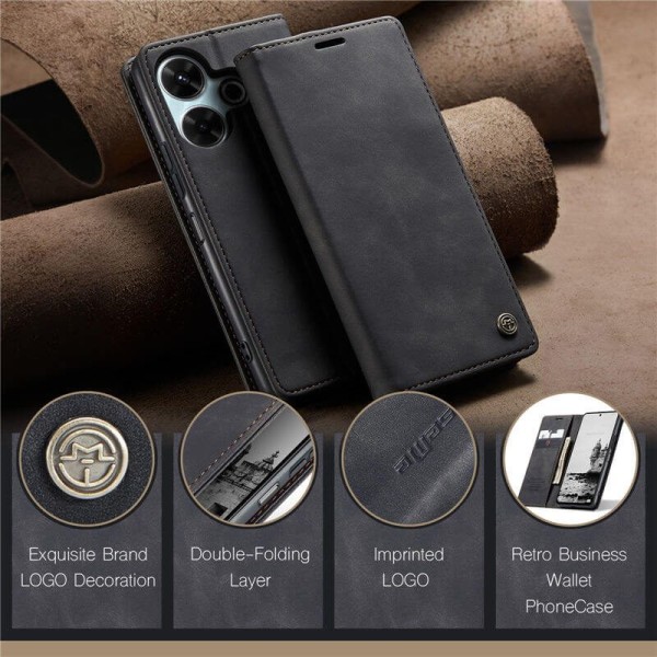 Чохол-книжка CaseMe Нубук для Xiaomi Redmi 13 чорний