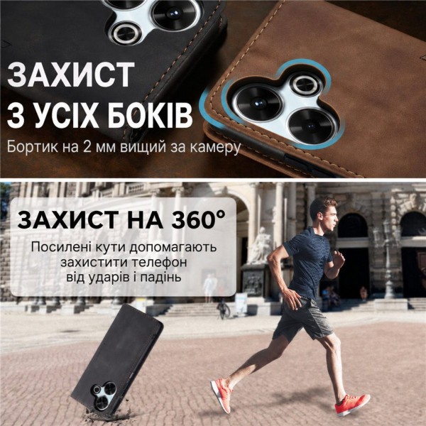 Чохол-книжка CaseMe Нубук для Xiaomi Redmi 13 чорний