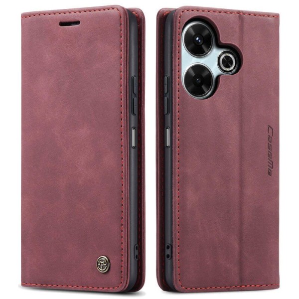 Чохол-книжка CaseMe Нубук для Xiaomi Redmi 13 бордовий