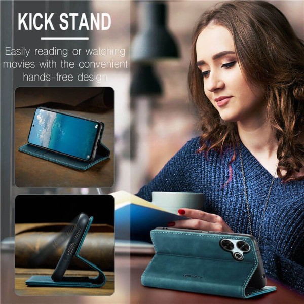 Чохол-книжка CaseMe Нубук для Xiaomi Redmi 13 бірюзовий