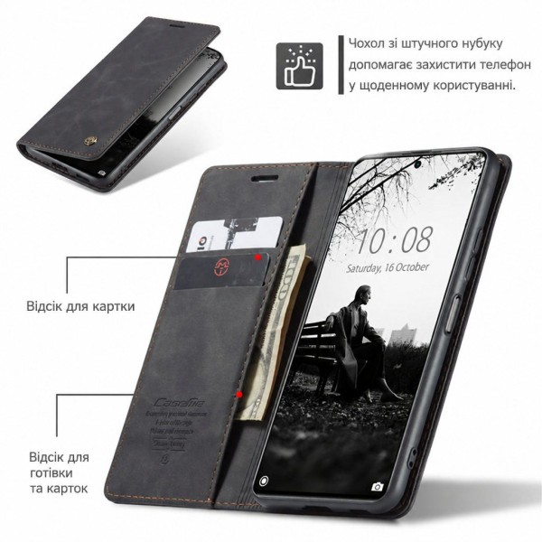 Чохол-книжка CaseMe Нубук для Xiaomi Redmi 13C чорний