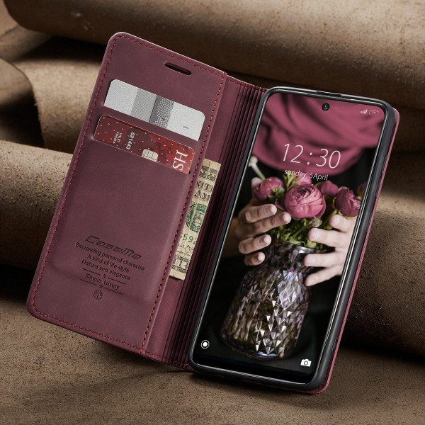 Чохол-книжка CaseMe Нубук для Xiaomi Redmi 13C бордовий