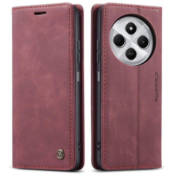 Чохол-книжка CaseMe Нубук для Xiaomi Redmi 14C бордовий