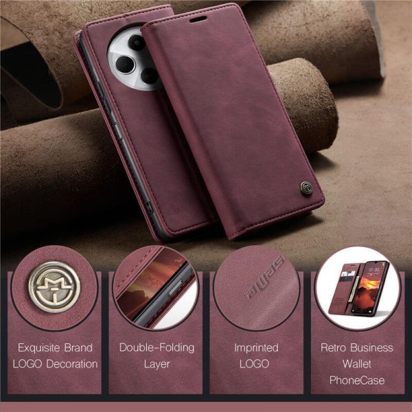 Чохол-книжка CaseMe Нубук для Xiaomi Redmi 14C бордовий