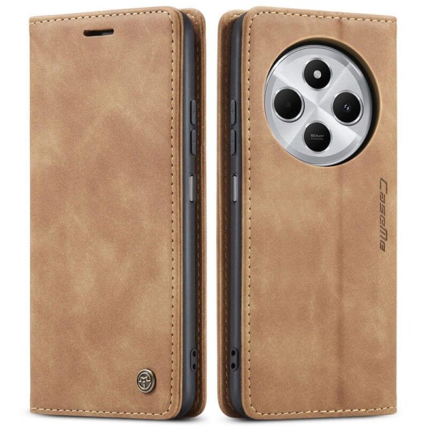 Чохол-книжка CaseMe Нубук для Xiaomi Redmi 14C світло-коричневий