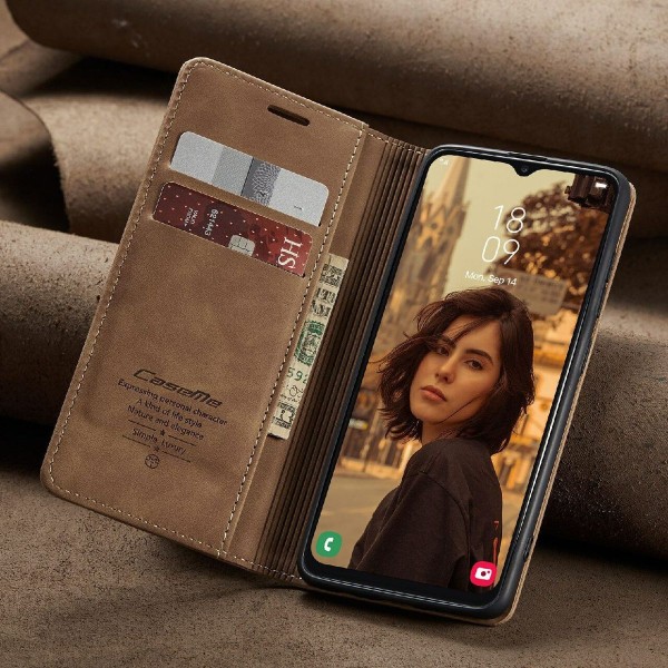 Чохол-книжка CaseMe Нубук для Xiaomi Redmi 14C світло-коричневий
