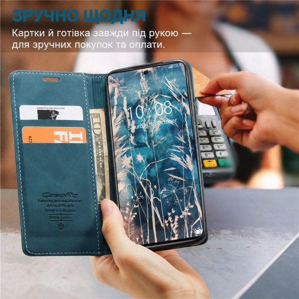 Чохол-книжка CaseMe Нубук для Xiaomi Redmi 14C бірюзовий