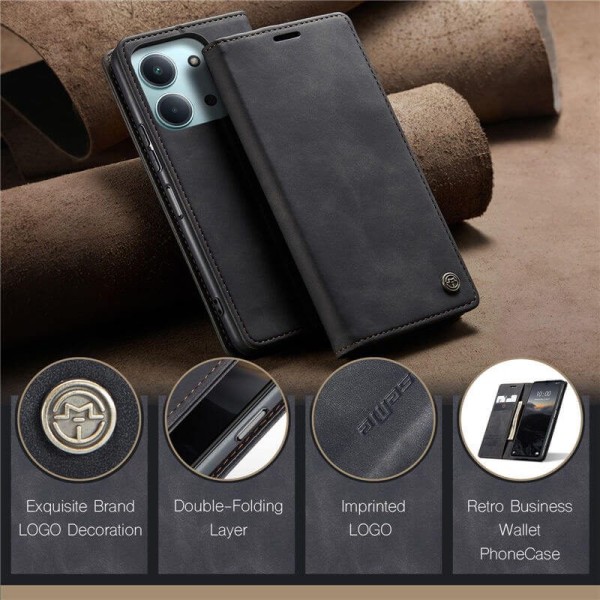 Чохол-книжка CaseMe Нубук для Xiaomi Redmi 15C (173mm) чорний
