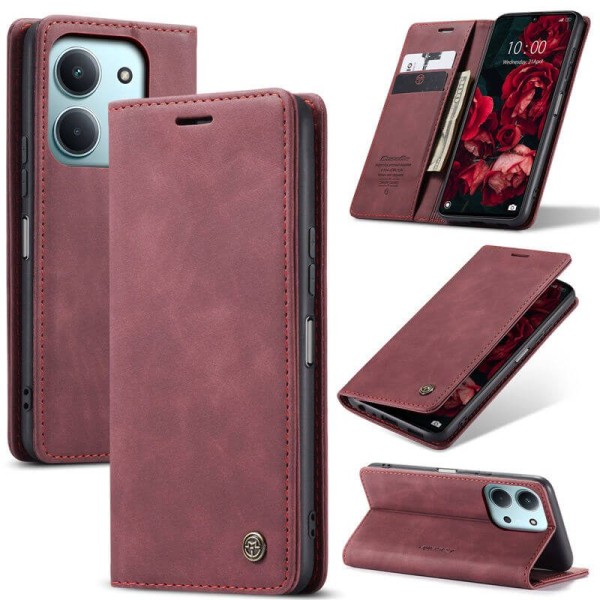 Чохол-книжка CaseMe Нубук для Xiaomi Redmi 15C (173mm) бордовий