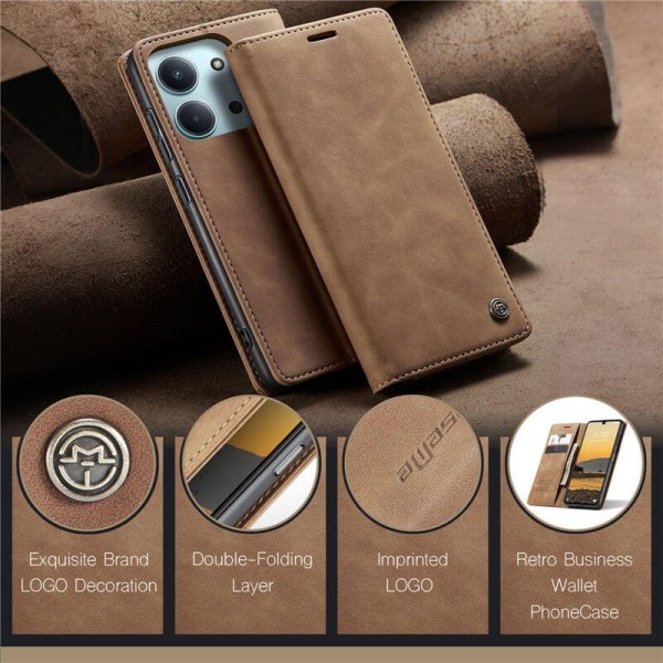 Чохол-книжка CaseMe Нубук для Xiaomi Redmi 15C (173mm) світло-коричневий