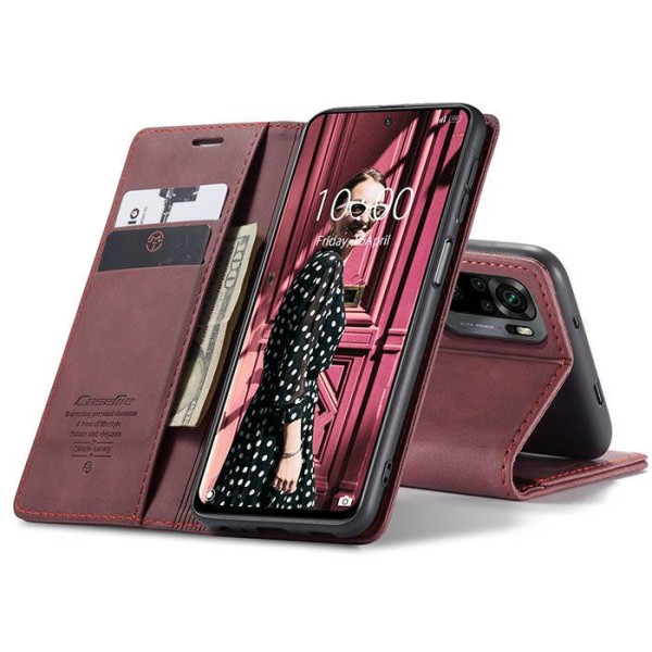 Чохол-книжка CaseMe Нубук для Xiaomi Redmi Note 10/10s бордовий
