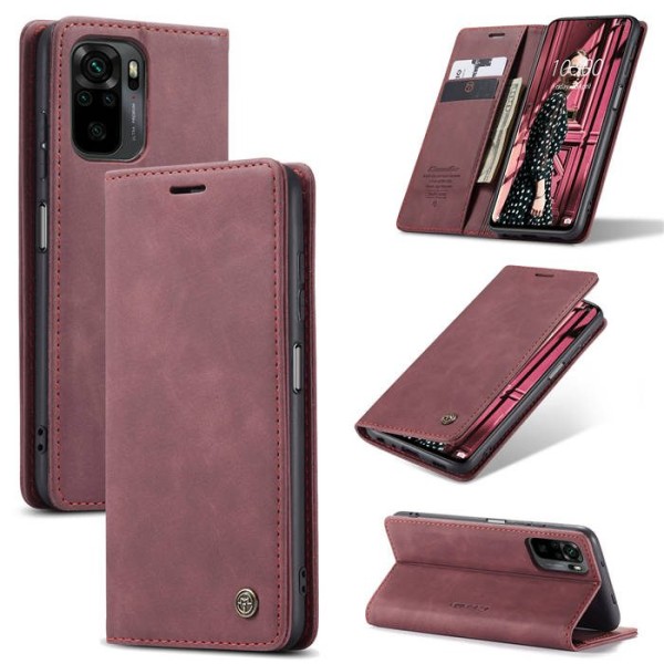 Чохол-книжка CaseMe Нубук для Xiaomi Redmi Note 10/10s бордовий