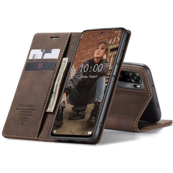 Чохол-книжка CaseMe Нубук для Xiaomi Redmi Note 10/10s темно-коричневий