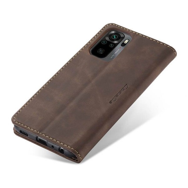 Чохол-книжка CaseMe Нубук для Xiaomi Redmi Note 10/10s темно-коричневий