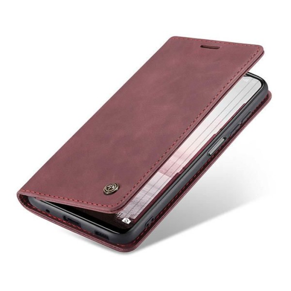 Чохол-книжка CaseMe Нубук для Xiaomi Redmi Note 10 5G бордовий