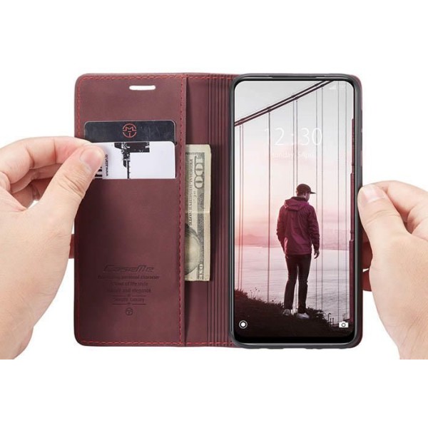 Чохол-книжка CaseMe Нубук для Xiaomi Redmi Note 10 5G бордовий