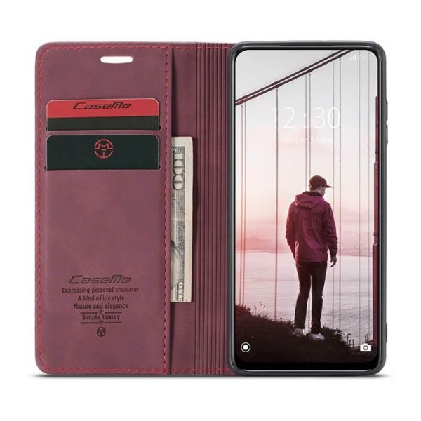 Чохол-книжка CaseMe Нубук для Xiaomi Redmi Note 10 5G бордовий