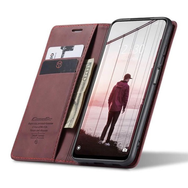Чохол-книжка CaseMe Нубук для Xiaomi Redmi Note 10 5G бордовий