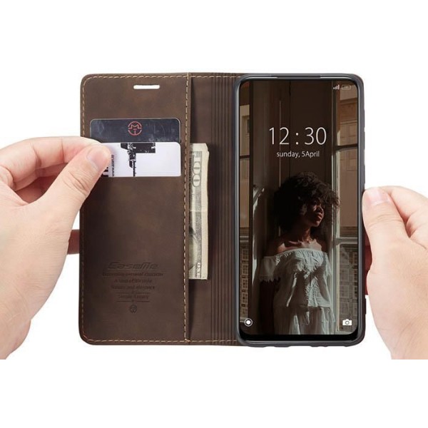 Чохол-книжка CaseMe Нубук для Xiaomi Redmi Note 10 5G темно-коричневий